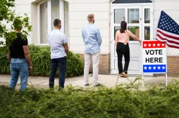 people in line for voting