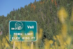 City limit sign for the Town of Vail, Colorado.