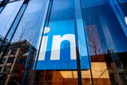 linkedin logo in window